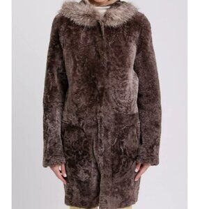 Yves Salomon Genuine Sheepskin Reversible Shearling Coat